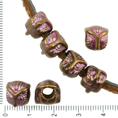 6pcs bronze antique ton valentin rose patine laver de grandes trou européen pandora style hibou oise sku-36678