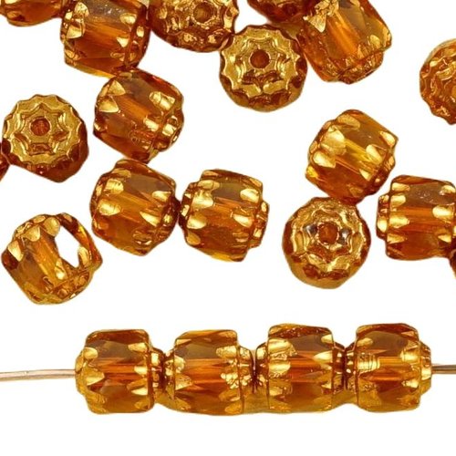 20pcs cristal jaune topaze métallisé bronze or tchèque en verre cathédrale facettes feu poli perles  sku-35718