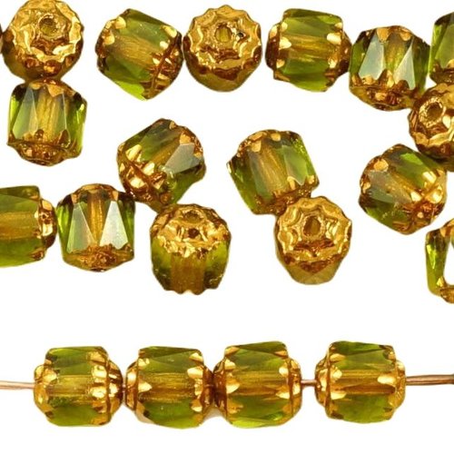20pcs cristal vert olive métallisé bronze or tchèque en verre cathédrale facettes feu poli perles de sku-35716