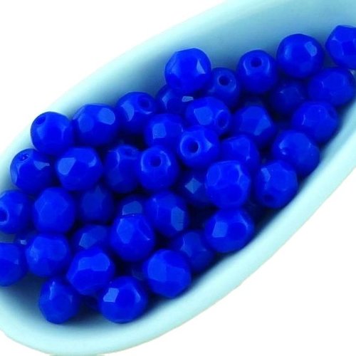 100pcs noir opaque bleu saphir ronde à facettes feu poli petite entretoise tchèque perles de verre 4 sku-33369