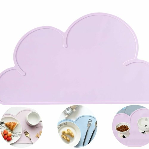 1pc pale pink kraftika 3d silicone food grade cloud shape pet feed mat pour chien chat bowl baby pla sku-963120