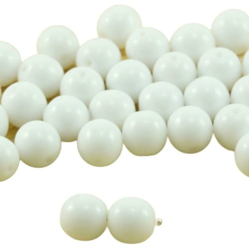 20pcs opaque à la craie blanche ronde druk verre tchèque pressé perles de 8mm sku-31994
