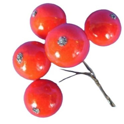 5pcs grande pomme rouge laqué filé de coton tchèque couronne miniature décoration style vintage nost sku-132866