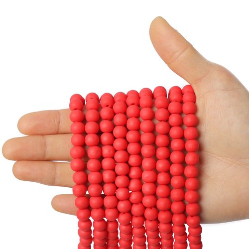 18pcs red round beads polymer clay 8mm sku-963077