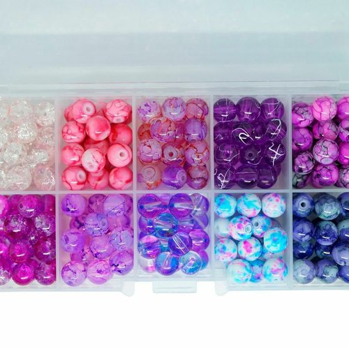 Purple rose violet 10 couleurs mixtes diy bijoux de fabrication boîtes en verre rond 8mm sku-962604