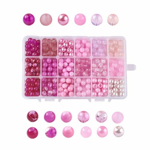 Gradient rose 18 couleurs mélangées stoving varnish fashion bijoux round glass beads 8mm sku-962556