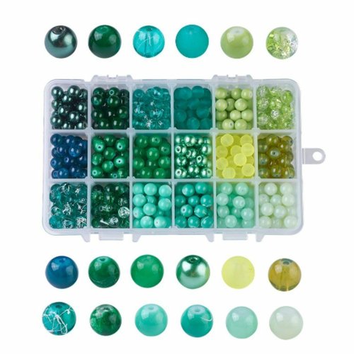 Gradient vert 18 couleurs mélangées stoving varnish fashion bijoux round glass beads 8mm sku-962557