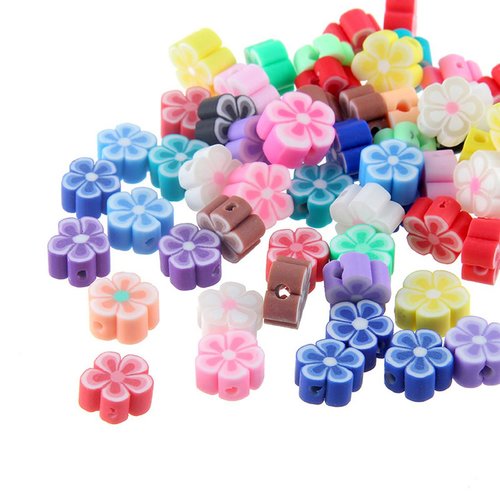 16pcs mix couleurs fleurs round polymer clay beads bijoux faits à la main 8-10mm trou 1mm sku-962953