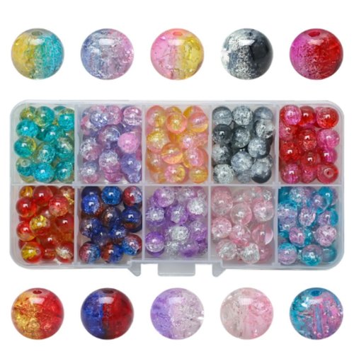 1set mixed color jewelry making charms bracelet necklace crack round in diy box beads de verre 8mm sku-964104