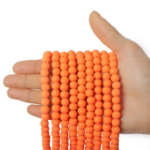 18pcs orange beads round round polymer clay 8mm sku-963074
