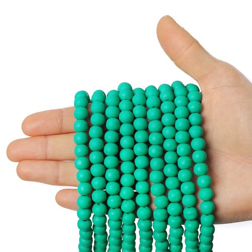 18pcs turquoise green round beads polymer clay 8mm sku-963076