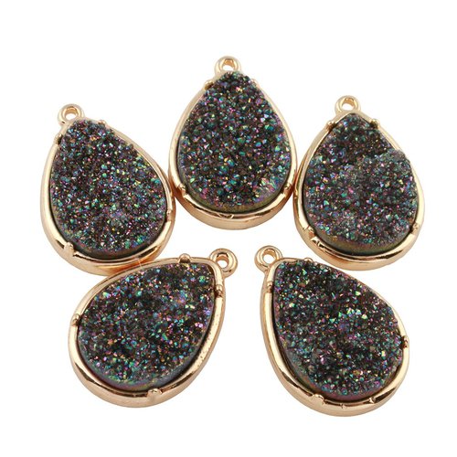 1pcs iris aurora borealis gold teardrop drop druzy ice quartz agate pierre précieuse naturelle penda sku-942099