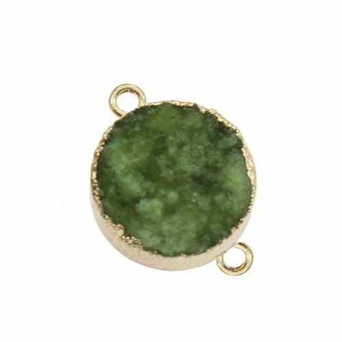 1pcs green natural druzy pierre précieuse de en or plaqué connecteur focal rond quartz glacé agate 1 sku-942109