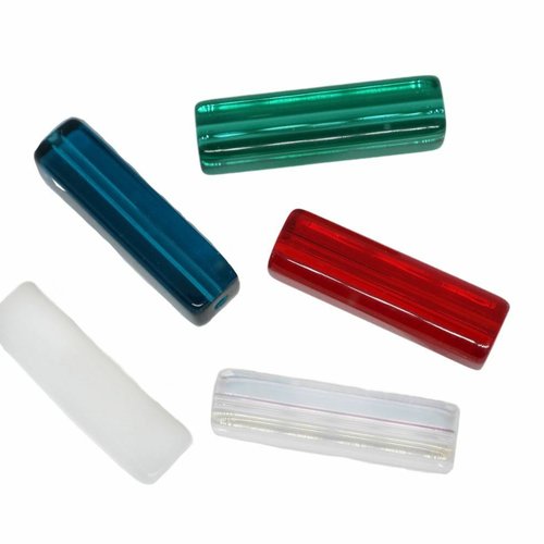 10pcs transparent mixte couleur rouge vert bleu blanc diy rectangle tube glass beads 5mm x 20mm odeu sku-964089