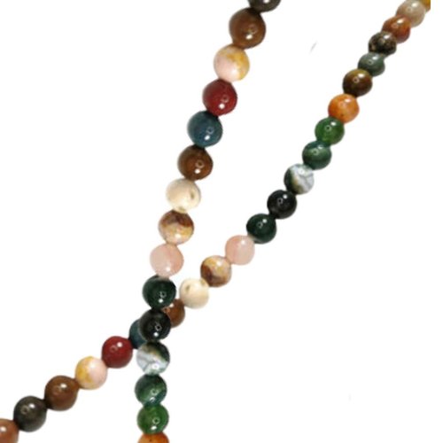 14pcs mixte couleur natural gemstone lame round stone beads round indian moss agate natural 6mm sku-962991