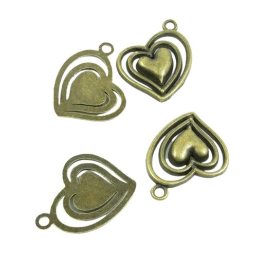 4pcs antique couleur de bronze valentine amour grand cœur bijoux métalliques making charm finding 28 sku-963668