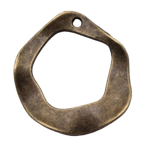 8pcs antique bronze ton round waved hollow disk pendant bijoux de fabrication découvertes métallique sku-963651