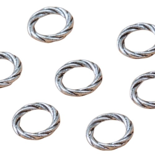 10pcs vintage antique silver braided ring round donut bijoux en métal de fabrication découvertes 9mm sku-963655