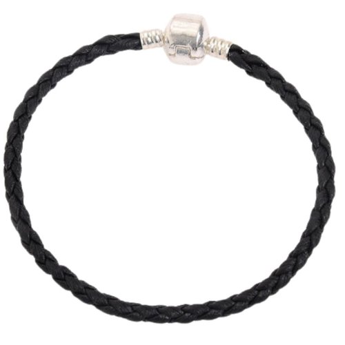 1pcs black european braided bracelet cord with clasp pu faux leather 3mm longueur: 7 5 pouces sku-963666