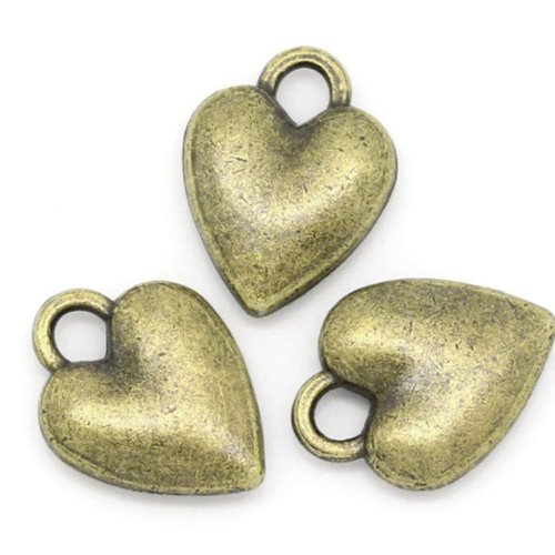 6pcs antique bronze couleur vintage valentine love heart metal bijoux making charm finding 14mm x 10 sku-963670