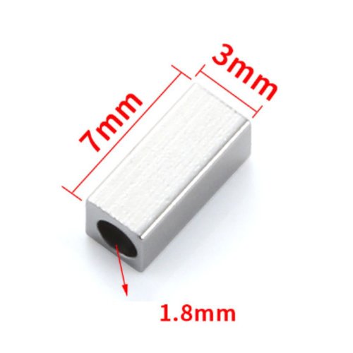 10pcs silver spacer jewelry making composants rectangle tube beads en acier inoxydable 7mm x 3mm tro sku-963747
