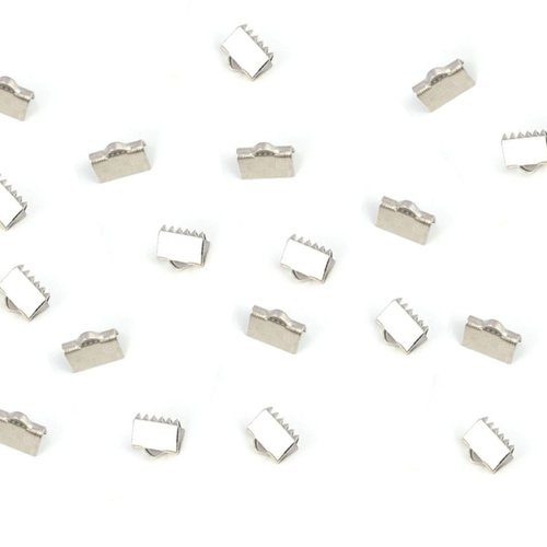 20pcs connecteurs d'argent diy choker ribbon crimp end clip pour bijoux en acier inoxydable 6mm sku-963657