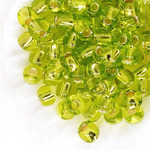 20g de lumière argent vert clair preciosa semences perles rocaille entretoise tchèque en verre 6/0 4 sku-130574