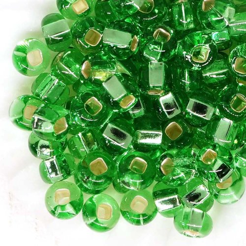 20g d'argent de lumière vert émeraude preciosa semences perles rocaille entretoise tchèque en verre  sku-130575