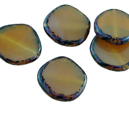 2pcs picasso opale cristal brun plat rond 8edge fenêtre de la table coupe pièce verre tchèque perles sku-28880