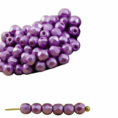 100pcs pastel perles pourpre violet rond à facettes feu poli verre tchèque de petit écarteur 3mm sku-31833