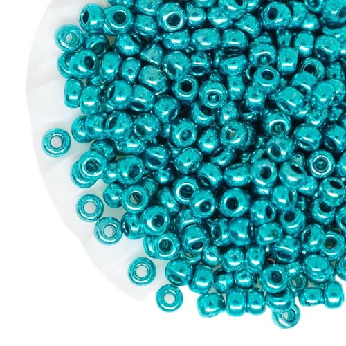 20g bleu turquoise métallique ronde verre tchèque perles de rocaille preciosa entretoise 10/0 2.3 mm sku-42669