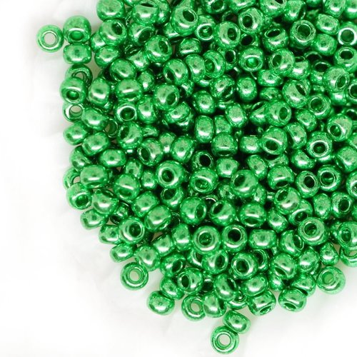 20g de péridot vert métallique ronde verre tchèque perles rocaille preciosa entretoise 10/0 2.3 mm sku-42671