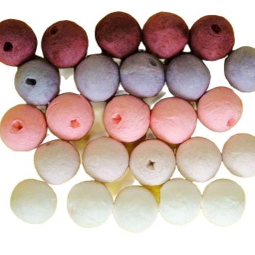 25pcs rose pourpre du mélange ronde coton filé tchèque perles en pâte fimo forme vide décoration à l sku-132854