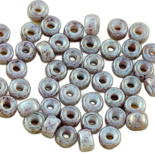 60pcs picasso violet opal terre cuite tchèque en verre grand trou poney anneau de roller crow perles sku-30568