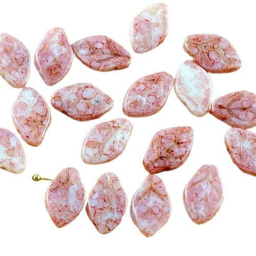 30pcs picasso valentine opale rose en terre cuite tchèque verre sculpté de feuilles fleurs perles ma sku-30570