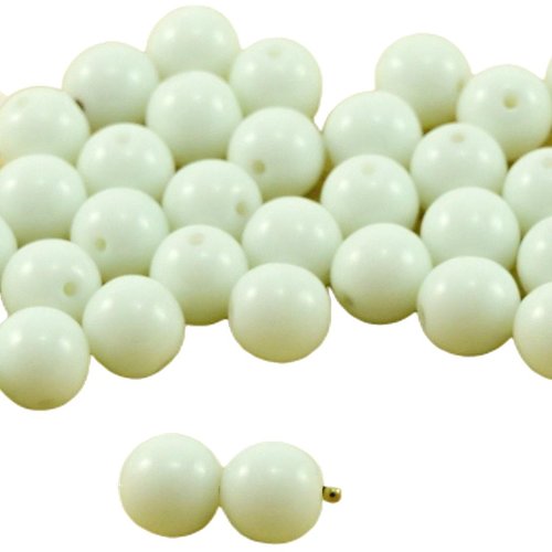 20pcs ivoire opaque blanc rond druk verre tchèque pressé perles de 8mm sku-31996