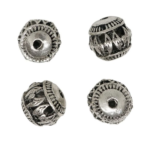 8 pcs antique argent tibétain évider perles ronde sans plomb en métal pendentif charmes bohème tchèq sku-529479