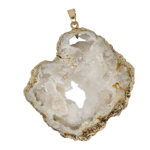 1pc blanc cristal d'or druzy geode pierre naturelle plaqué focal pendentifs caution de bohème bijoux sku-254936