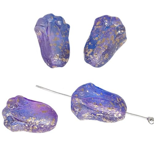 20 pièces cristal violet violet gravé or marbre stardust tulipe fleur bouquet tchèque verre 12mm x 0 sku-531196