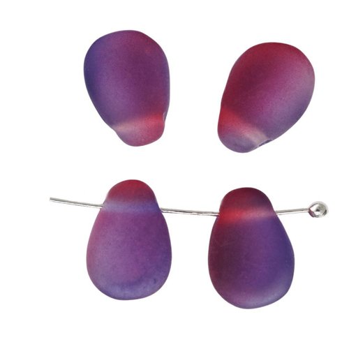 16 pièces mat violet violet rose sirène vague fleur pétale tchèque verre en vrac gros perles pour la sku-531215