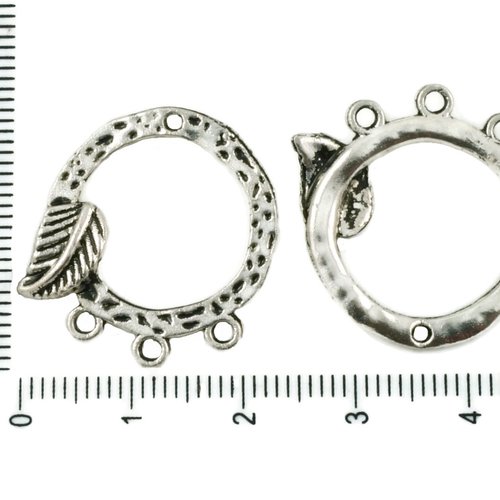 12pcs antique ton argent feuille multi-trous lustre pend hoop boucles d'oreilles charms pendentifs c sku-37481