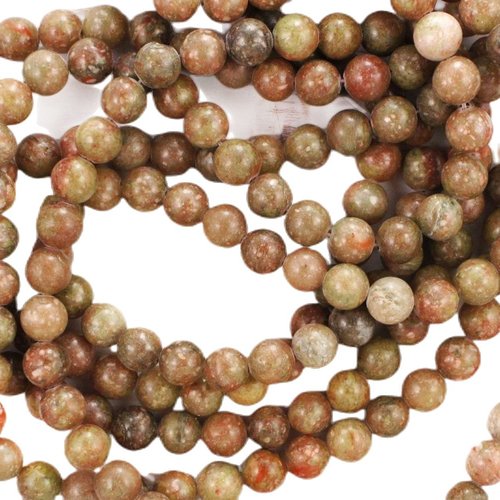 12pcs unakite pierre vert brun naturelle lisse ronde perles de 8mm sku-41394