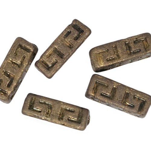 15 pièces perles de tube rectangle bloc celtique patine dorée métallique marron mat à grand trou ver sku-921632
