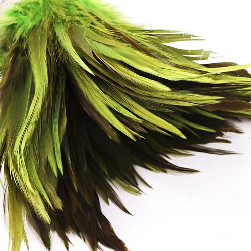14pcs vert olive teint les plumes de coq pendentif boucles d'oreilles bijoux la chapellerie selle co sku-39387