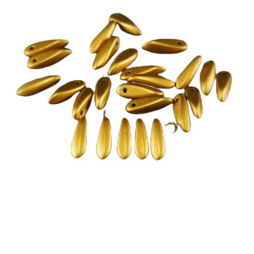 100pcs petit mat bronze doré verre tchèque poignard de perles feuille pétales 11mm x 3mm sku-26366