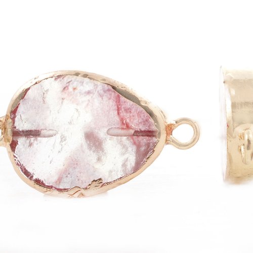 1pc rose lace agate des couleur d'or plaqué ovale pierre précieuses connecteur pendentif en bijoux f sku-41486