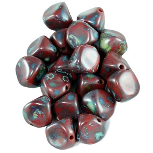 Grand picasso rouge travertin tchèque en verre à facettes bicone pyramide de perles 8mm 12pcs sku-19261