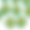 10pcs opaque turquoise green or patine de lavage à plat monnaie rond anémone fleur soleil focal pend sku-35812