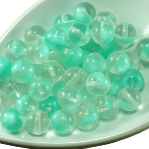 Satin turquoise vert clair bicolor verre tchèque perles rondes en deux tons de 7mm 20pcs sku-21499