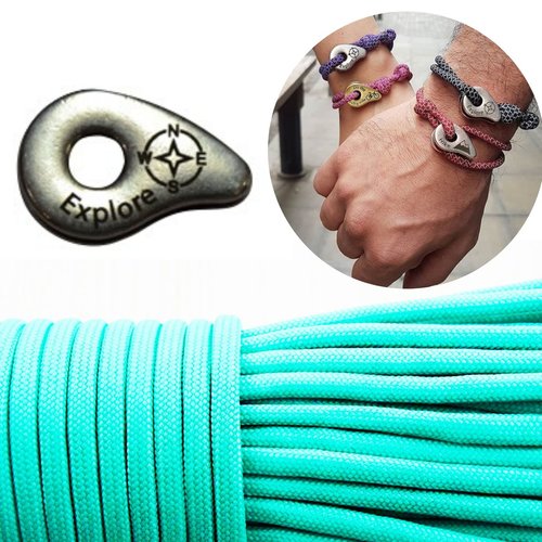 1 diy bracelet kraftika turquoise vert explorer 999 argent antique plaqué métal zamak paracord des s sku-259920